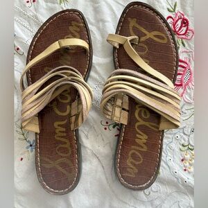 Sam Edelman  Gwennie Multi-Strap Brown  pink sparkle and Cream Sandals size 8